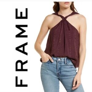 Frame Deep Purple Silk Tank top size Large, silk, casual, boho, halter, tank top